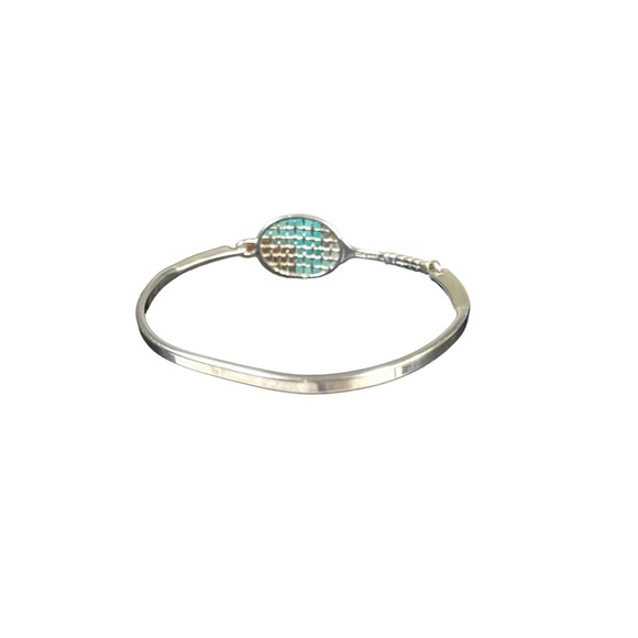 Vtg Signed JWK Mexico 925 Silver Tennis Racket Bracelet 2.8mm Band Hinged 7” - Picture 7 of 15